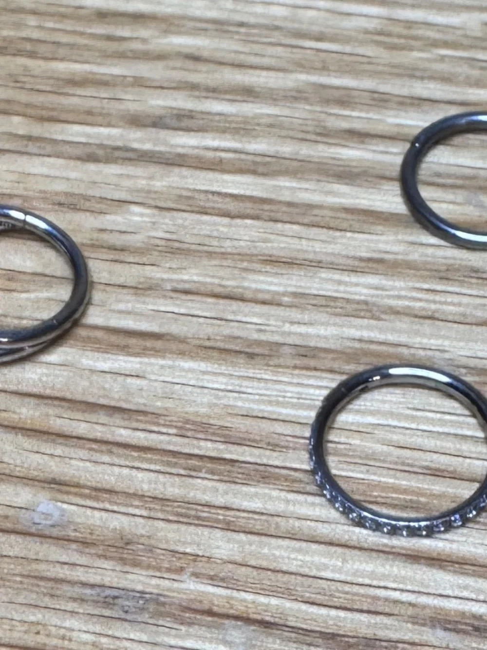 New Set of 3 10mm Stainless Steel Single Earrings 5/8 In Round 3 Different Hoops